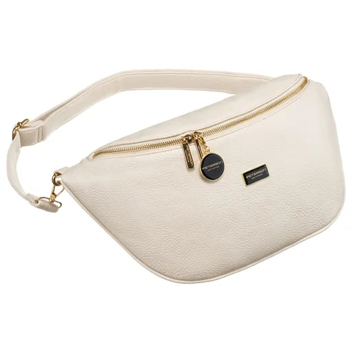 Mestská béžová dámska ľadvinka crossbody z eko kože