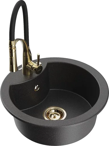 MEXEN/S MEXEN/S - Diego granitový drez 1-miska vrátane batérie Aster, čierna kropenatá 6512-76-73450-57-G