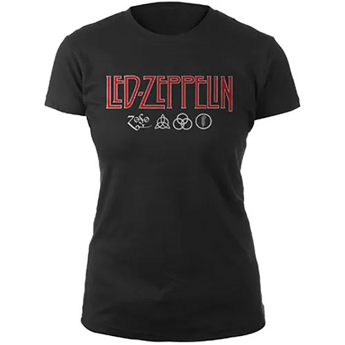 Led Zeppelin tričko Logo & Symbols Čierna M