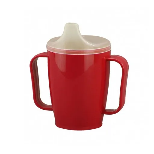 MODOM Hrnček s náustkom s dvoma viečkami 250 ml červený