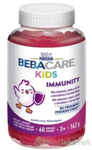 BEBACARE KIDS IMMUNITY želé medvedíky príchuť lesné ovocie a maliny 60ks