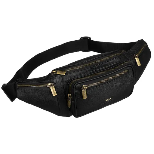 Praktická pánska kapsička v čiernej farbe z prírodnej kože so zapínaním na zips