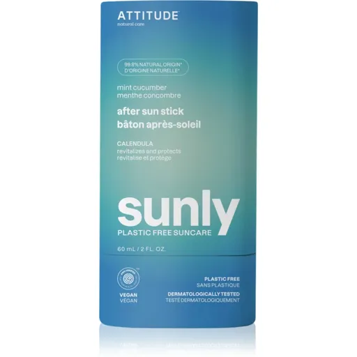 Attitude Sunly Plastic Free Suncare upokojujúci krém po opaľovaní Mint, Cucumber 60 g
