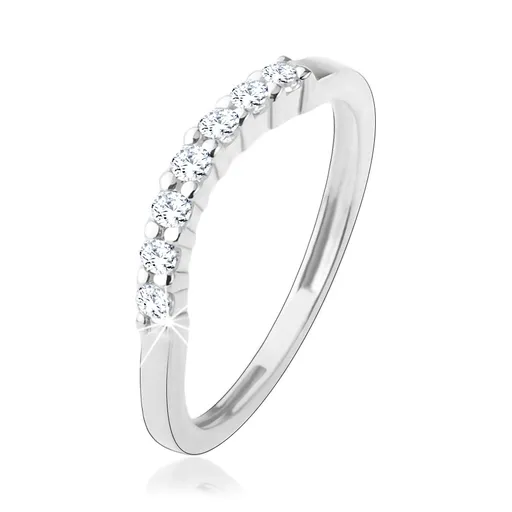 Prsteň zo striebra 925, úzke hladké ramená, zirkónový oblúk čírej farby - Veľkosť: 48 mm