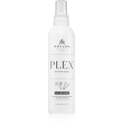 Kallos Plex Flat Iron Spray termoochranný sprej pre úpravu žehličkou a kulmou pre poškodené, chemicky ošetrené vlasy 200 ml