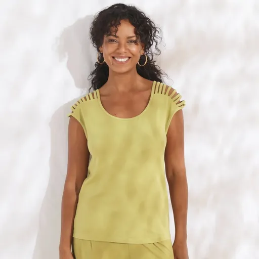 Jednofarebné tričko so šnúrkovanými ramenami