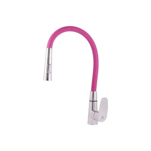 RAV SLEZÁK Amur drezová batéria so silikónovým ramienkom ružová / chróm am719.5/12r AM719.512R