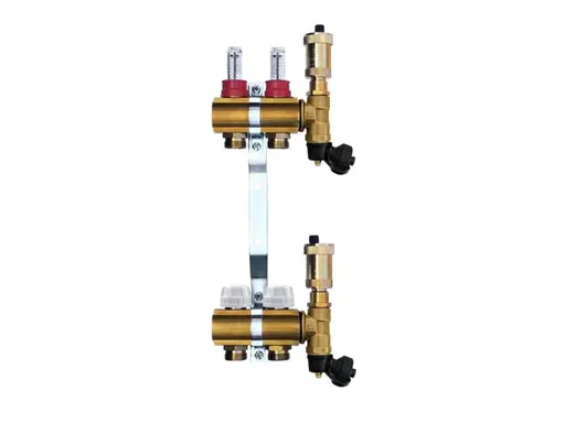 Mosadzný rozdeľovač s automatickým odvzdušnením - 2 cestný
