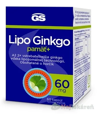 GS Lipo Ginkgo pamäť+ 60 mg 60 kapsúl