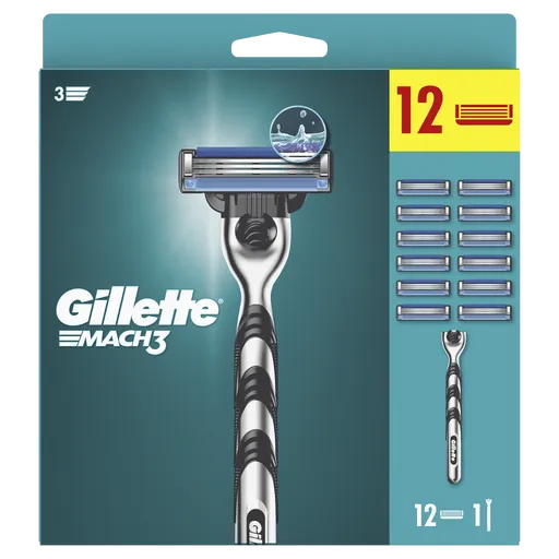 GILLETTE Mach3 Holiaci strojček + Náhradná hlavica 12 ks