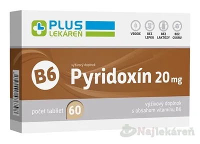 Plus Lekáreň Pyridoxín 20mg vitamín B6 60 tabliet