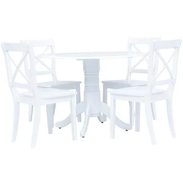 5-dielna jedálenská súprava masívny kaučukovník biely 276869