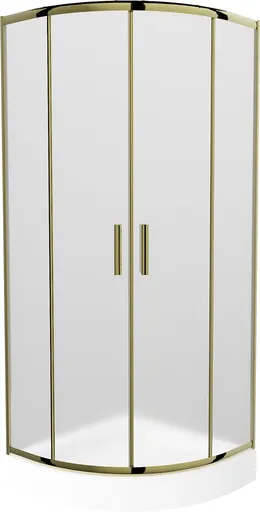MEXEN/S - Rio sprchovací kút štvrťkruh 70 x 70, dekor, zlato + vanička Rio vrátane výpuste 863-070-070-50-30-4710