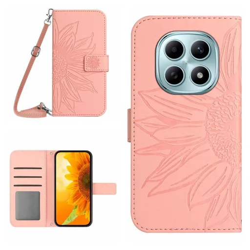 ART SUNFLOWER Peňaženkový obal so šnúrkou pre Xiaomi Redmi Note 15 Pro ružový