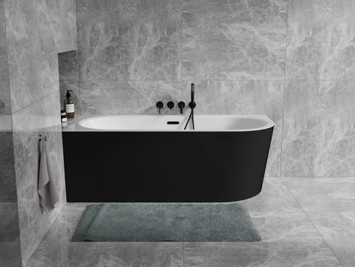 BESCO - Voľne stojaca vaňa AVITA A-LINE čierna/biela, sifón so štrbinovým prepadom - Farba sifónu - Grafitová, Rozmer vane - 170 × 75 cm, Spôsob prevedenia - Ľavé VANAVITAL17LGBW