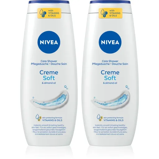 NIVEA Creme Soft upokojujúci sprchový gél výhodné balenie 2 x 500 ml