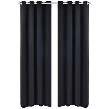 Zatemňovacie závesy s kovovými okami, 2 ks, 135 × 175 cm, čierna (132199)