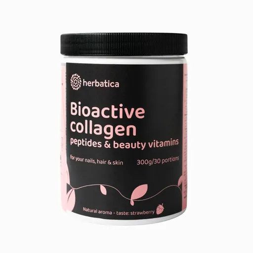 Bioaktívny kolagén s peptidmi a vitamínmi pre krásu, nechty, vlasy a pokožku - 300g - Herbatica Príchuť: Jahoda