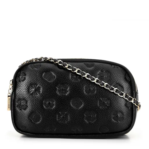 Dámska kožená crossbody kabelka na retiazke malinová 99-4E-305-33