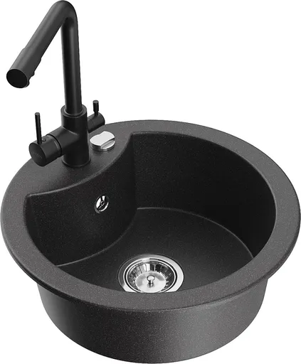 MEXEN/S MEXEN/S - Diego granitový drez vrátane batérie Duero, čierna kropenatá 6512-76-671600-70