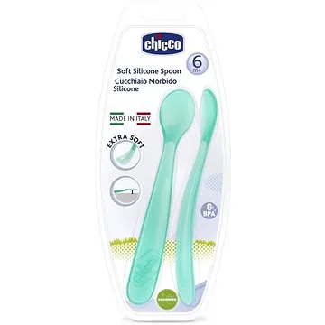 Chicco lyžička silikónová 2 ks modrá, 6 mes.+ (8058664061853)