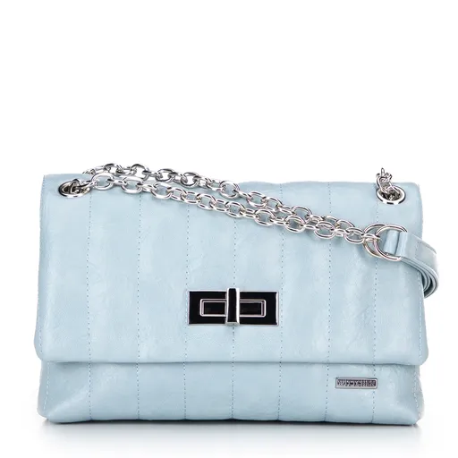 Dámska crossbody z ekokože dvojkomorová malá modrá 100-4Y-419-N