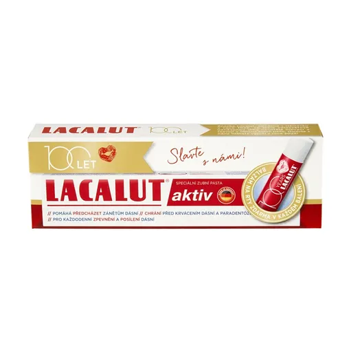 LACALUT Aktív zubná pasta 75ml + balzam na pery 100 rokov edícia