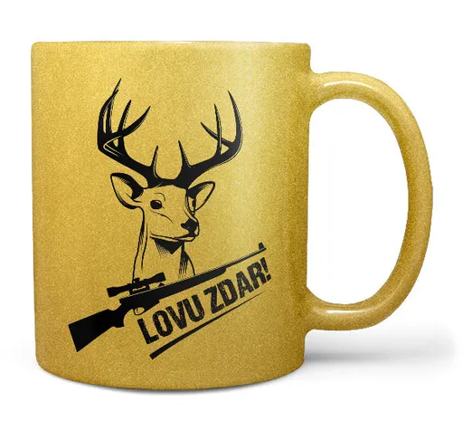 Hrnček Lovu zdar – puška – zlatý