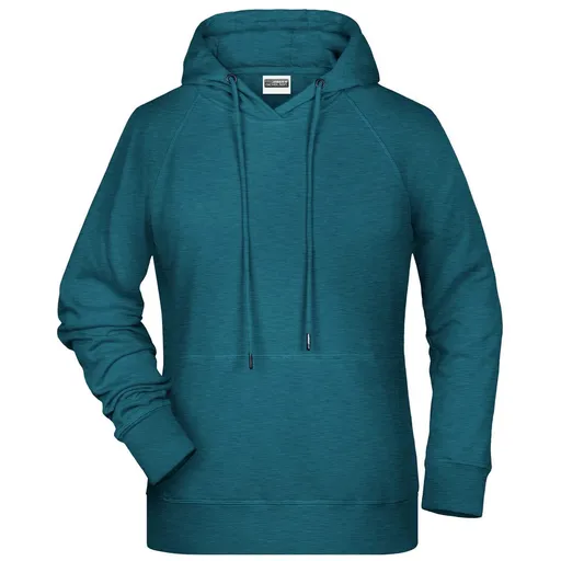 James & Nicholson (Daiber) Dámska mikina s kapucňou z biobavlny 8023 - Petrolejový melír | 3XL