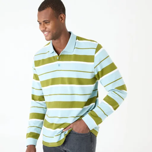 Pruhované polo tričko z piké úpletu s dlhými rukávmi