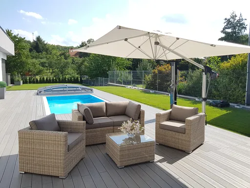 DEOKORK Ratanová variabilná zostava SEVILLA 1+2+1 pre 4 osoby (béžová)