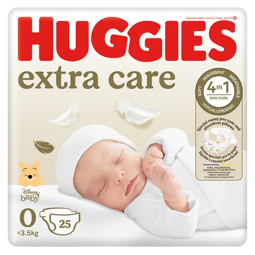 HUGGIES Detské plienky Extra Care 0 veľkosť 3,5 kg 25 kusov