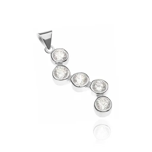 Strieborný prívesok 925 - päť čírych zirkónov spojených do CIKCAK vzoru