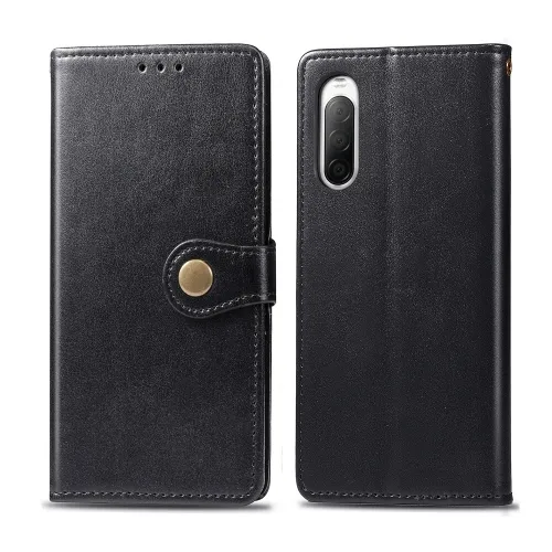 LEATHER BUCKLE Peňaženkový obal Sony Xperia 10 II čierny