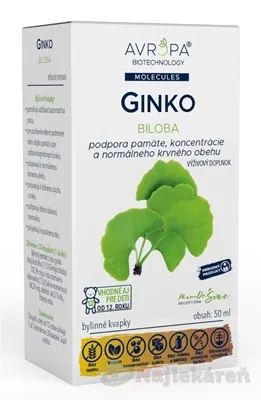 AVROPA GINKO biloba bylinné kvapky na podporu pamäte 50ml