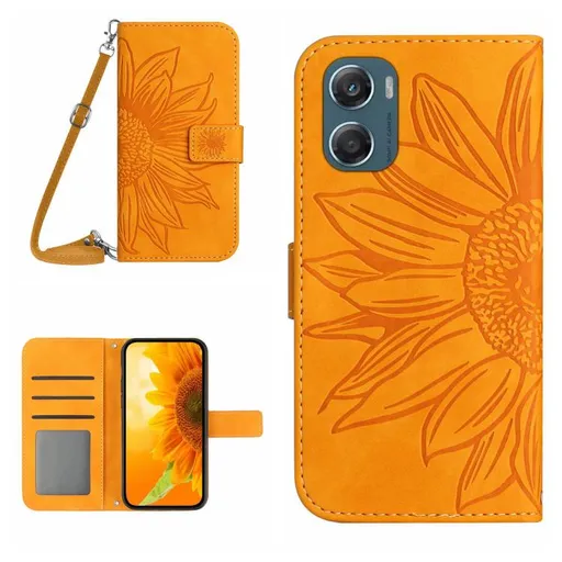 ART SUNFLOWER Peňaženkový kryt so šnúrkou pre Motorola Moto G06 / G06 Power žltý