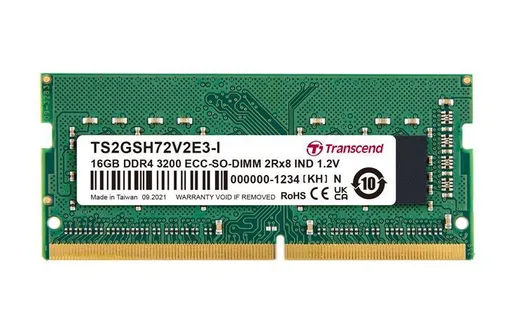 Transcend pamäť 16GB Industrial ECC SODIMM DDR4 3200 1Rx8 (2Gx8)x9 CL22 1.2V