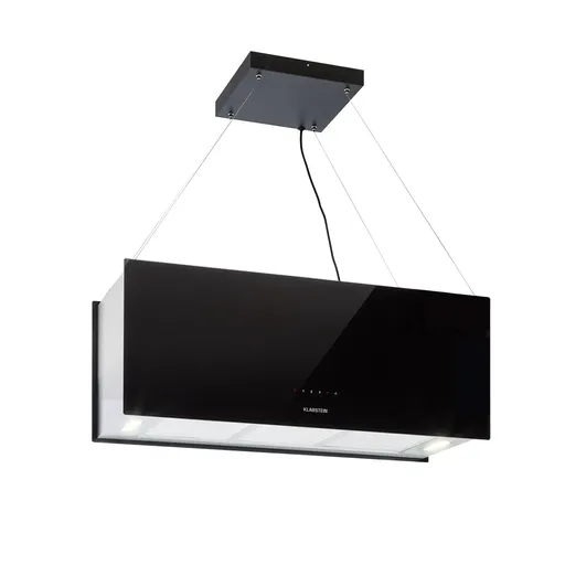 Klarstein Kronleuchter XL, digestor, 90 cm, ostrovčekový, 590 m³/h, dotykové ovládanie, LED, čierny