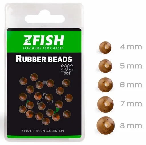 Zfish gumové korálky rubber beads 20 ks - priemer 5 mm