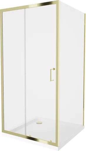 MEXEN/S - Apia Sprchovací kút 90x90, transparent, zlato + vanička so sifónom 840-090-090-50-00-4010G