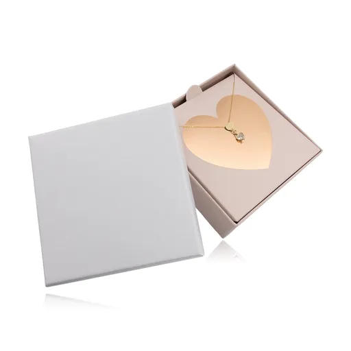 Darčeková krabička na šperky – ružová s lesklým srdcom