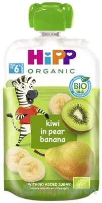 HiPP Príkrm ovocnýis BIO 100% ovocia hruška, banán, kiwi 100g