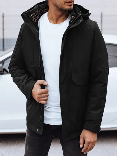 Pánska zimná bunda s kapucňou, čierna Dstreet TX4912 skl.35