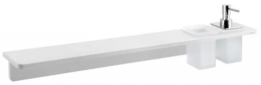 SAPHO - ABELINE polica, pohár + dávkovač/chróm, 800, Rockstone, biela mat AE802-0101-02