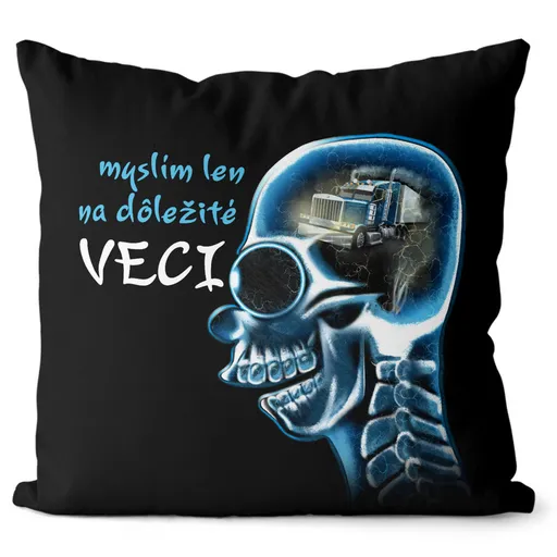 Vankúš Dôležité věci – kamion (Velikost polštáře: 55 x 55 cm)