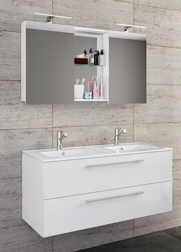 VCM 3dílná umyvadlová skříňka Budasi se zrcadlem, bílá