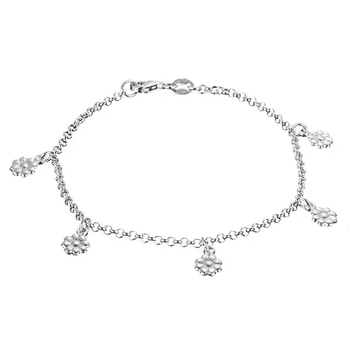 Náramok zo striebra 925 - retiazka s kvietkami, karabínka