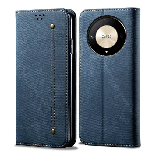 DENIM Peňaženkový kryt pre Honor Magic6 Lite 5G modrý