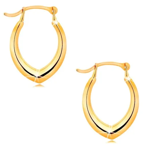 Náušnice v žltom 14K zlate - špicatá podkovička, lesklý hladký povrch