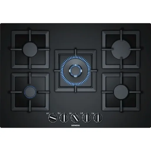 Siemens iQ500, Plynová varná doska, 75 cm, tvrdené sklo, Čierna, EP7A6QB20